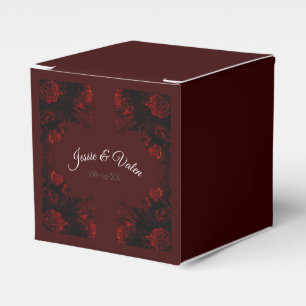 Caixinha De Lembrancinhas Casamento Gótico Elegante Floral Vermelho Profund
