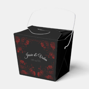 Caixinha De Lembrancinhas Casamento Gótico Elegante Floral Vermelho Profundo