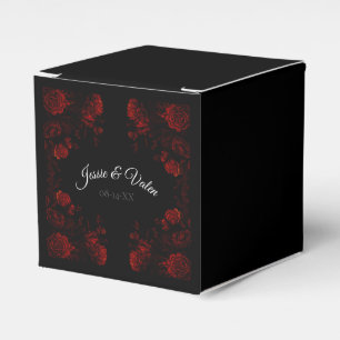 Caixinha De Lembrancinhas Casamento Gótico Elegante Floral Vermelho Profundo