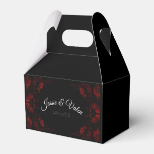 Caixinha De Lembrancinhas Casamento Gótico Elegante Floral Vermelho Profundo