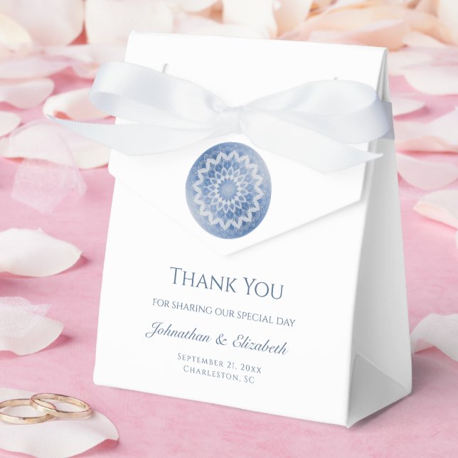 Caixinha De Lembrancinhas Casamento Mandala de Renda Azul (Casamento)
