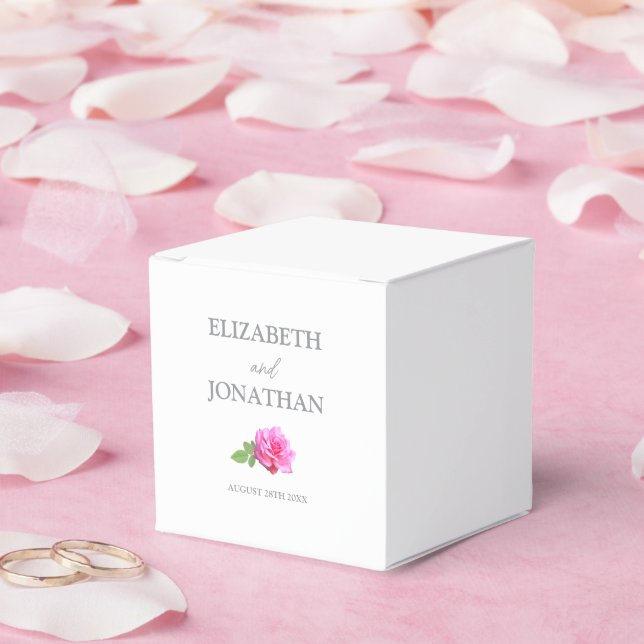 Caixinha De Lembrancinhas Casamento Minimalista Clássico Rosa Rosa (Casamento)
