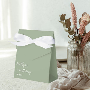 Caixinha De Lembrancinhas Casamento Minimalista Verde do Script Moderno