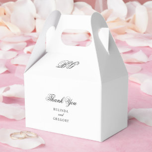 Caixinha De Lembrancinhas Casamento Mínimo Elegante do Monograma Branco Negr