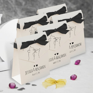Caixinha De Lembrancinhas Casamento Moderno de Gatos Brancos e Pretos