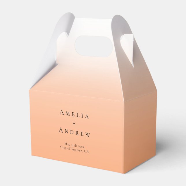 Caixinha De Lembrancinhas Casamento Moderno Elegante Peach Orange Fuzz (Frente)