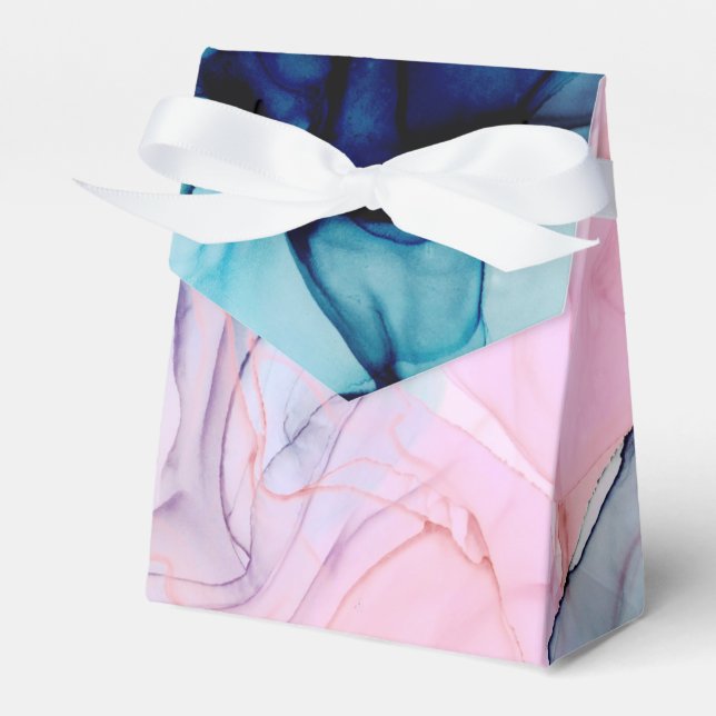 Caixinha De Lembrancinhas Casamento Moderno Ereal Teal Pink Elegante Inky (Frente)