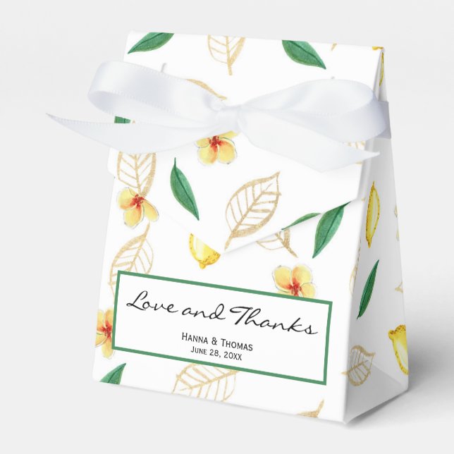 Caixinha De Lembrancinhas Casamento Moderno Lemon Script Amor e Agradeciment (Frente)