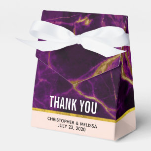Caixinha De Lembrancinhas Casamento moderno roxo & mármore abstrato do ouro