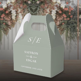 Caixinha De Lembrancinhas Casamento Monograma Moderno Verde Salvia