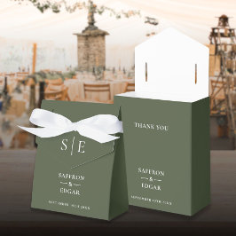 Caixinha De Lembrancinhas Casamento Monograma Verde Oliva