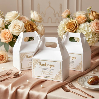 Caixinha De Lembrancinhas Casamento Muçulmano Elegância Mesquita Floral Dour