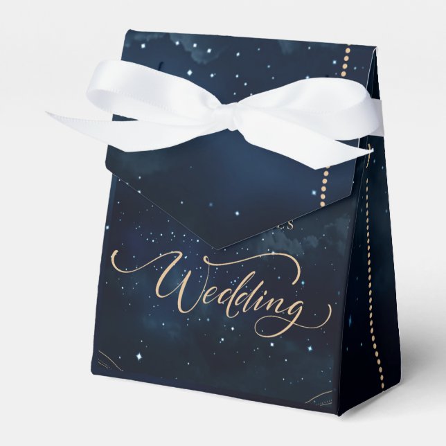 Caixinha De Lembrancinhas Casamento Noite Estrelada Elegante Casamento Celes (Frente)