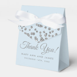 Caixinha De Lembrancinhas Casamento Obrigado Silver Glitter Confetti Azul