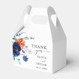 Caixinha De Lembrancinhas Casamento outono Floral Elegante Laranja Queimado 