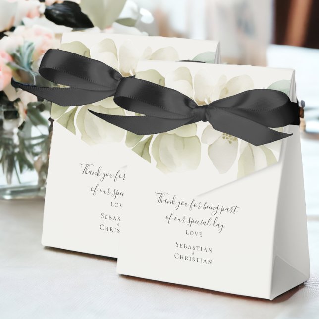 Caixinha De Lembrancinhas Casamento Personalizado Da Folhagem Verde Sem Muda (Muted Green Foliage Personalized Wedding Favor Boxes from Ricaso. Easy to personalize )