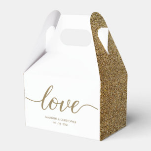 Caixinha De Lembrancinhas Casamento Personalizado Do Faux Gold White Script