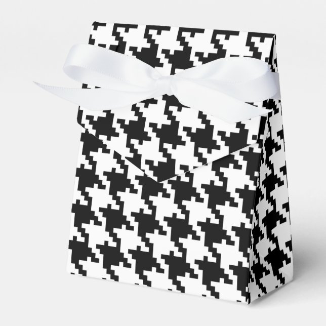 Caixinha De Lembrancinhas Casamento personalizado do padrão branco-preto (Frente)