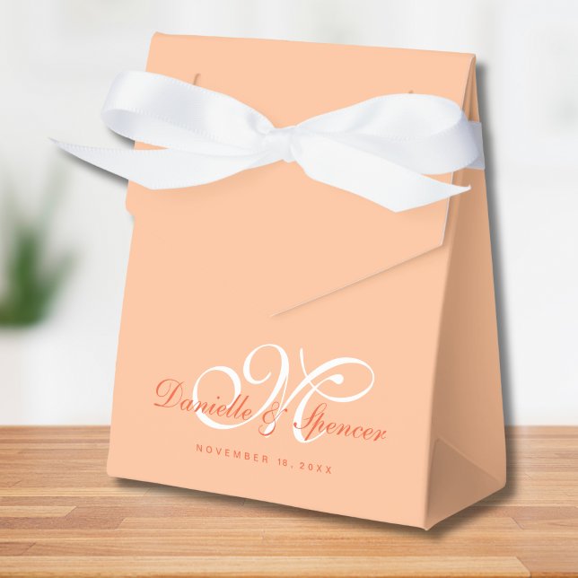 Caixinha De Lembrancinhas Casamento Personalizado Peach Fuzz Monogramed (Criador carregado)