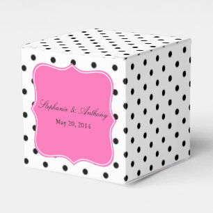 Caixinha De Lembrancinhas Casamento preto, branco e cor-de-rosa das bolinhas