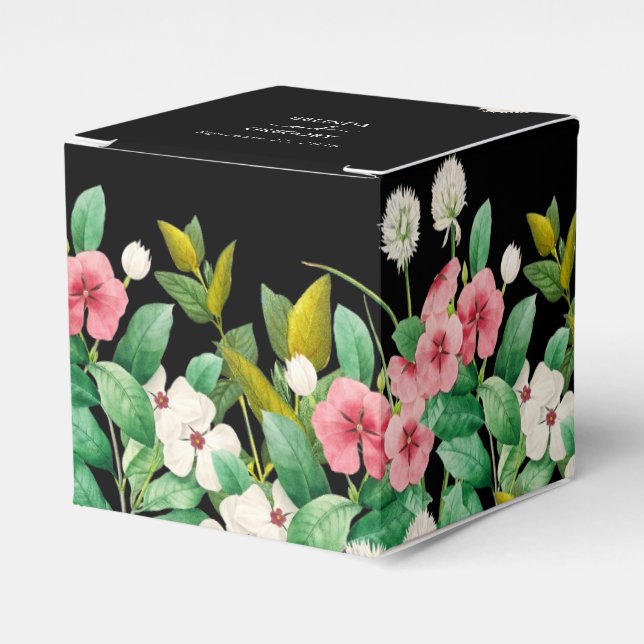 Caixinha De Lembrancinhas Casamento Preto de Cores Aquáticas Permutável (Frente)