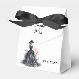 Caixinha De Lembrancinhas Casamento preto floral em aquarela gótica