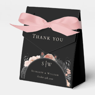 Caixinha De Lembrancinhas Casamento Preto Vintage Gótico Obrigado Monograma