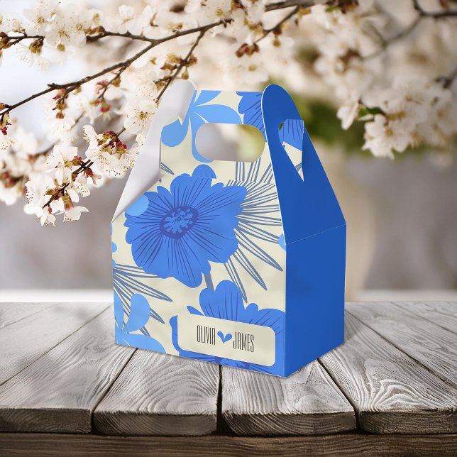 Caixinha De Lembrancinhas Casamento Romântico Azul Floral (Criador carregado)