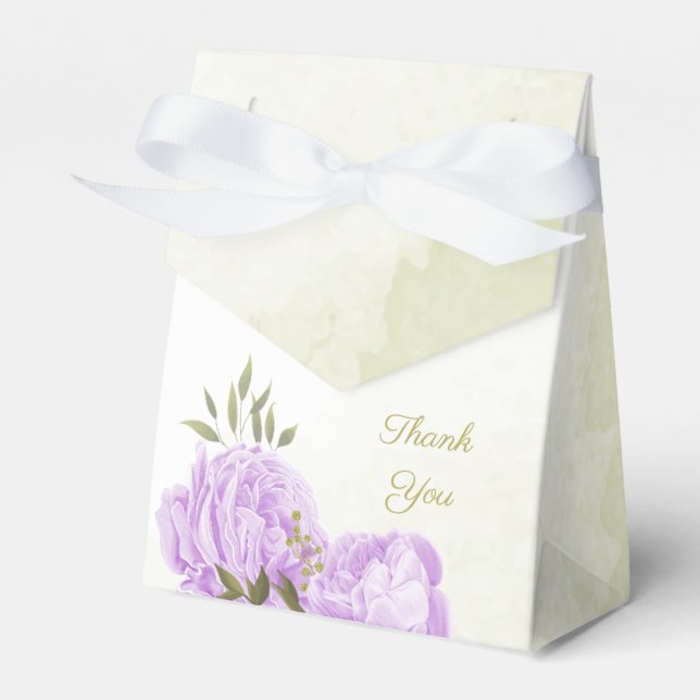 Caixinha De Lembrancinhas Casamento romântico de flores roxas verdes (Frente)
