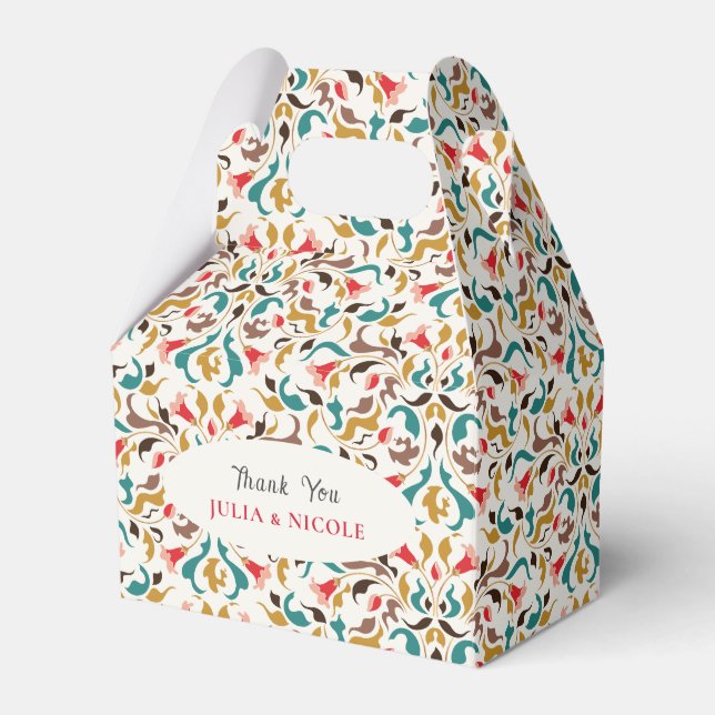 Caixinha De Lembrancinhas Casamento Romântico Elegante Floral Wreath Moderno (Frente)