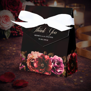 Caixinha De Lembrancinhas Casamento romântico floral vermelho-negro elegante