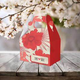 Caixinha De Lembrancinhas Casamento Romântico Vermelho Floral