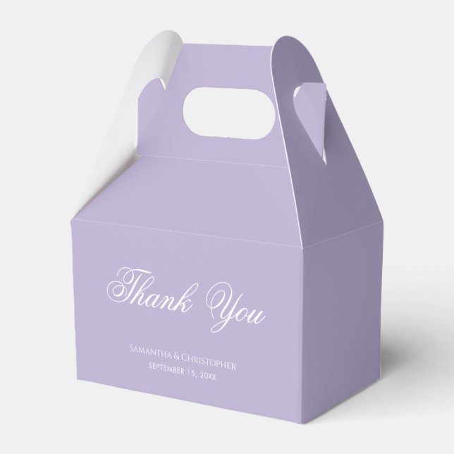 Caixinha De Lembrancinhas Casamento Roxo Lavanda Simples Roteiro Obrigado  (Frente)