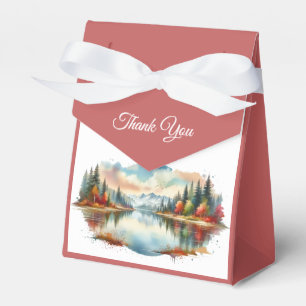 Caixinha De Lembrancinhas Casamento Rustic Autumn Lakeside Forest