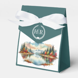 Caixinha De Lembrancinhas Casamento Rustic Autumn Lakeside Forest
