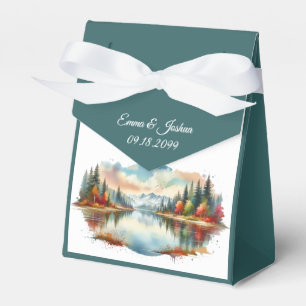 Caixinha De Lembrancinhas Casamento Rustic Autumn Lakeside Forest