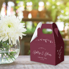 Caixinha De Lembrancinhas Casamento Rustic Boho Burgundy - Scripts Wildflowe