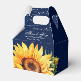 Caixinha De Lembrancinhas Casamento Rustic Marinho Blue Burlap Sunflower