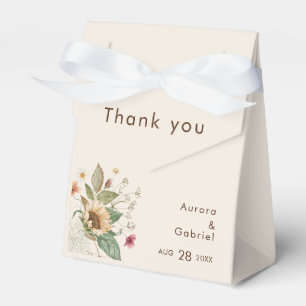 Caixinha De Lembrancinhas Casamento Rustic Sunflower Beige Obrigado