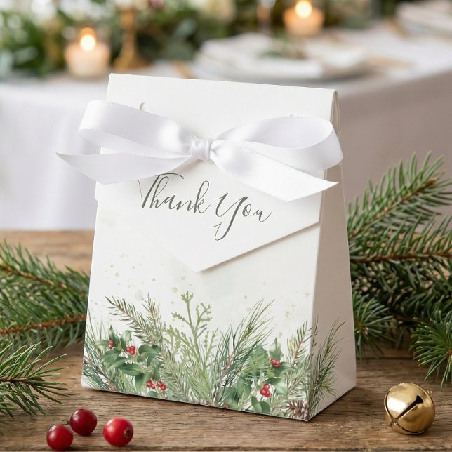 Caixinha De Lembrancinhas Casamento Rustic Winter Greenery Berries Pine Cone (Criador carregado)