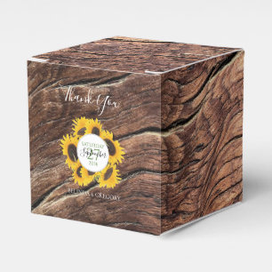 Caixinha De Lembrancinhas Casamento Rustic Wood & Sunflower 