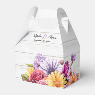 Caixinha De Lembrancinhas Casamento Rustic Wood & Watercolor Floral Country