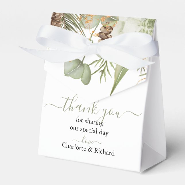 Caixinha De Lembrancinhas Casamento Rustic Woodland Greenery & Pinecones (Frente)