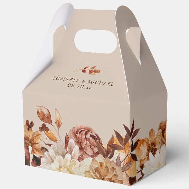 Caixinha De Lembrancinhas Casamento Rústico Elegante de Outono (Rustic Elegant Watercolor Fall Leaves Wedding Favor Boxes by Painted Paperie
)