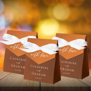 Caixinha De Lembrancinhas Casamento Simples de Outono Rustic Burnt Orange