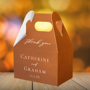 Caixinha De Lembrancinhas Casamento Simples de Outono Rustic Burnt Orange