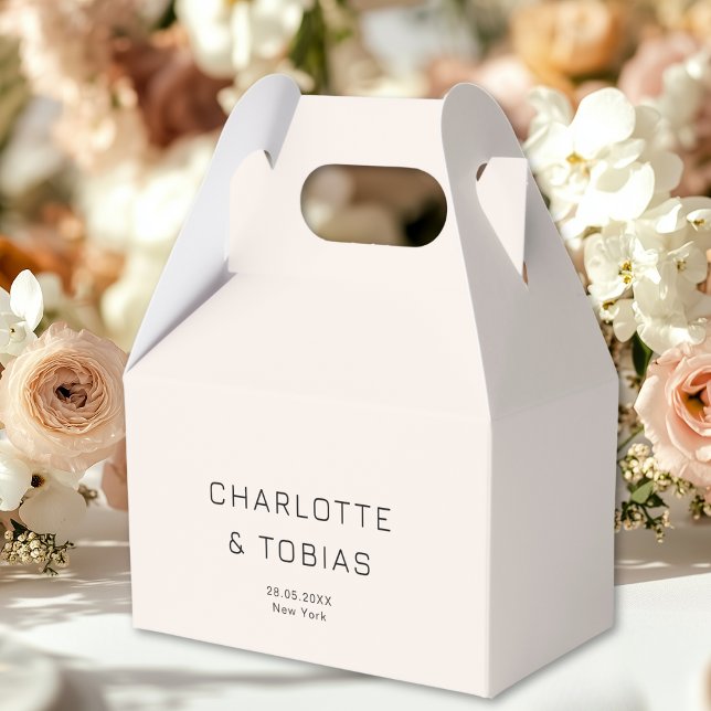 Caixinha De Lembrancinhas Casamento simples e elegante (Simple, elegant wedding favor boxes with your name and date.)