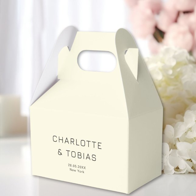 Caixinha De Lembrancinhas Casamento simples e elegante (Simple, elegant wedding favor boxes with your name and date.)