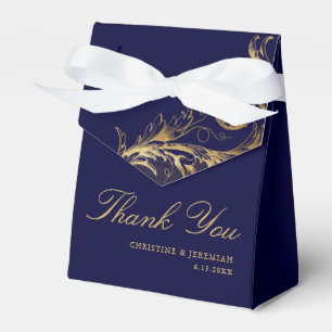 Caixinha De Lembrancinhas Casamento tema damasco Floral Dourado Azul Vintage