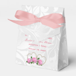 Caixinha De Lembrancinhas Casamento tema damasco Pérola de Corações e Rosas